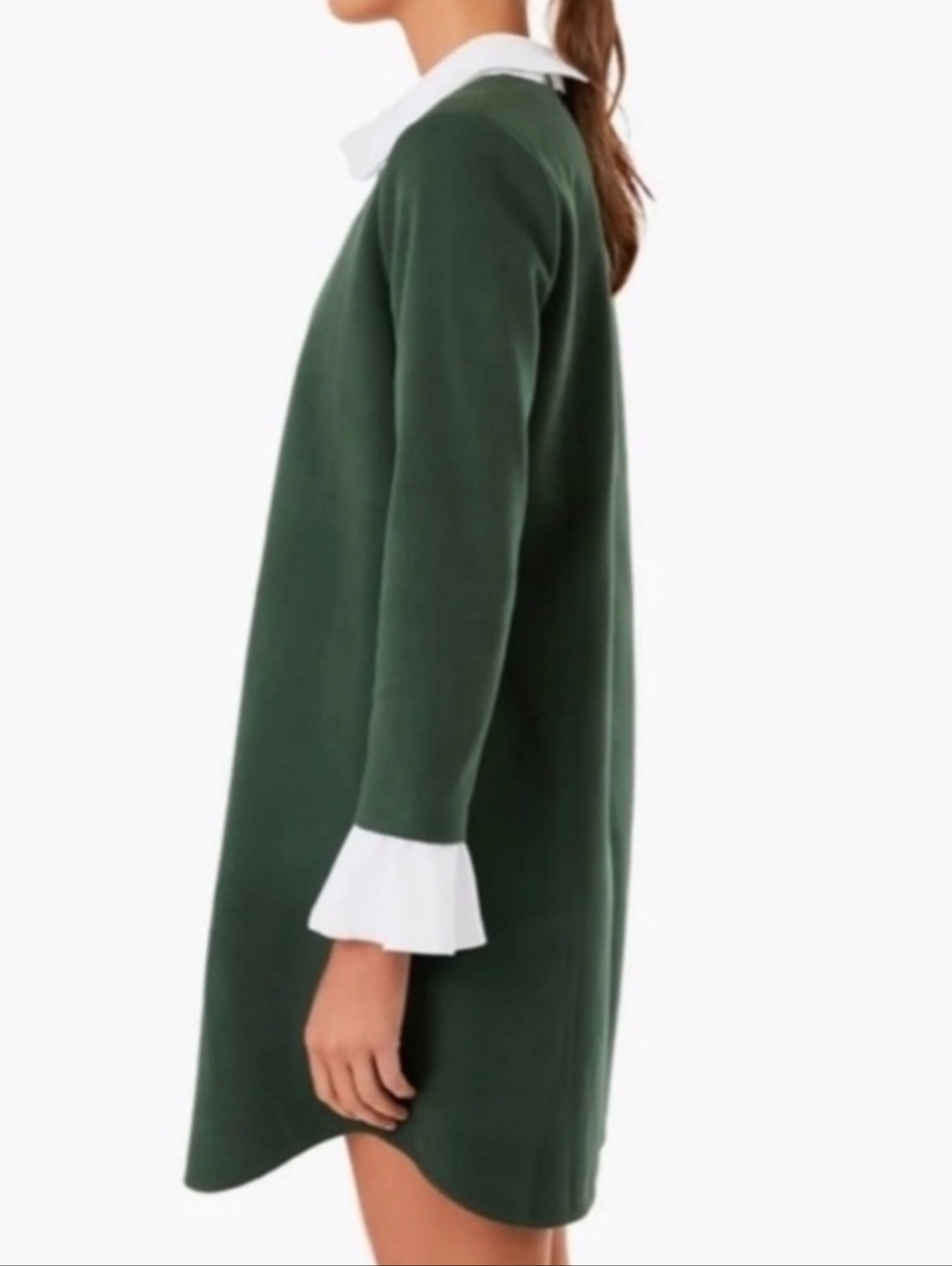 Tuckernuck English Ivy Dakotah Collared Hunter Green White Shirt Dress Large - Picture 2 of 10